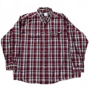 Wrangler Riggs Workwear Mens 3XL Button-Up Shirt Long Sleeve Red White Checkered